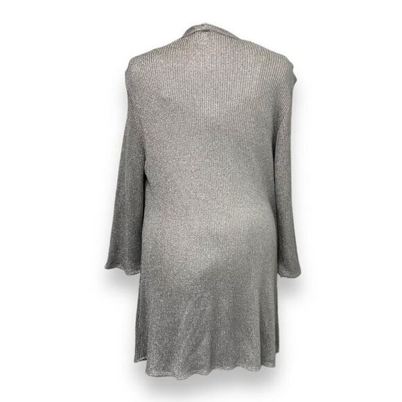 Chico's Womens Gold Metallic Open-Front Cardigan Longline Sweater Size 3 (XL) - Picture 4 of 9